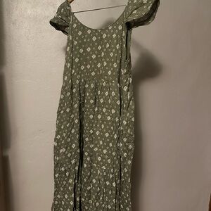 Dip Olive Floral Maxi Dress with pockets